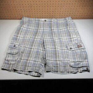 Eddie Bauer mens gray yellow an white Dyed cargo shorts 38 EUC